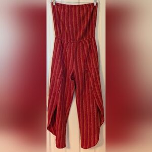 DREW for Anthropologie Linen Blend Striped Romper Sleeveless Wide leg M